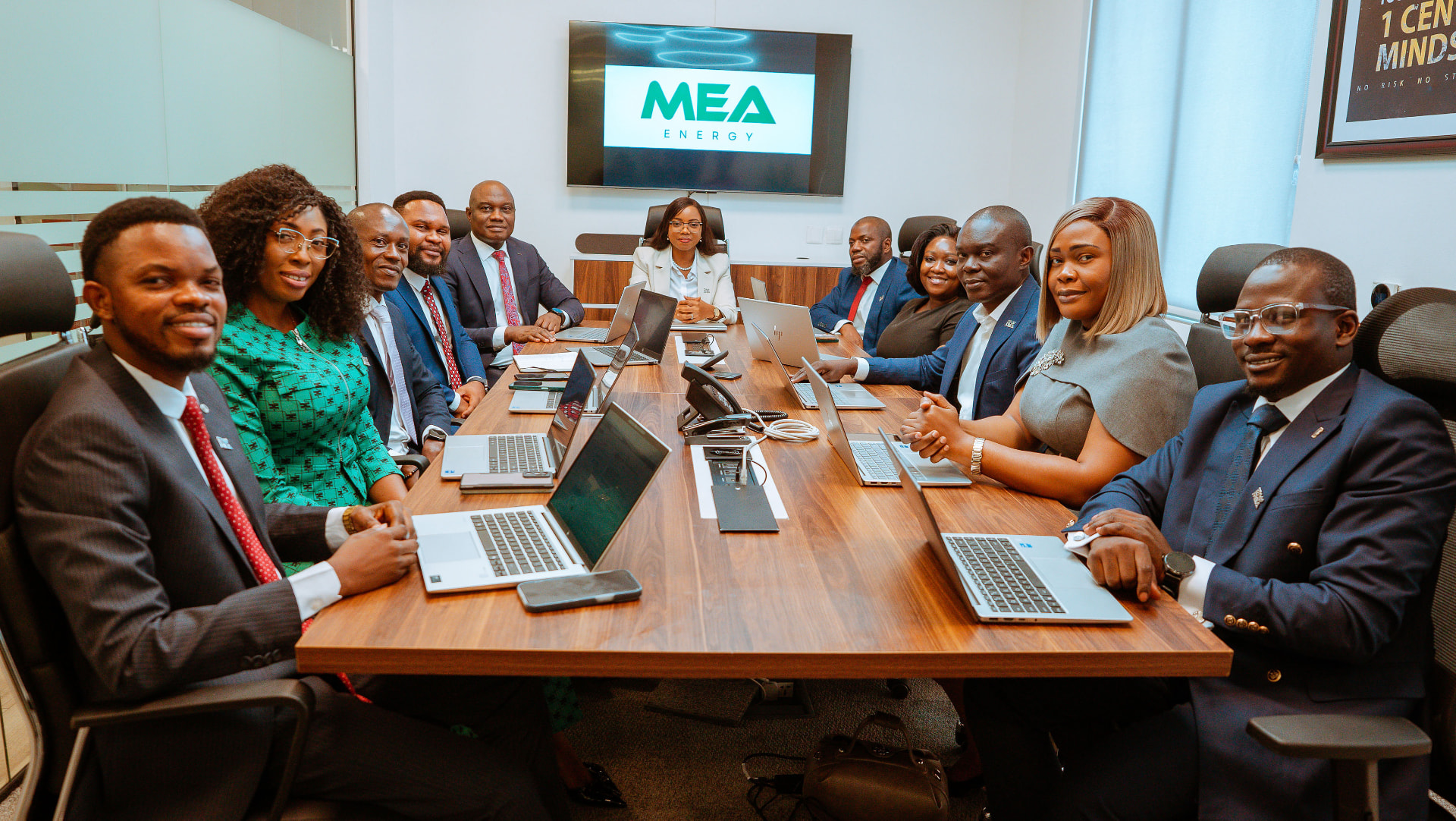 MEA Energy leadership and commercial teams in a boardroom meeting